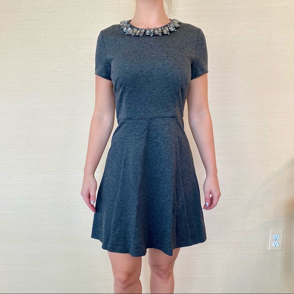 Eliza J embellished charcoal fit and flare dress